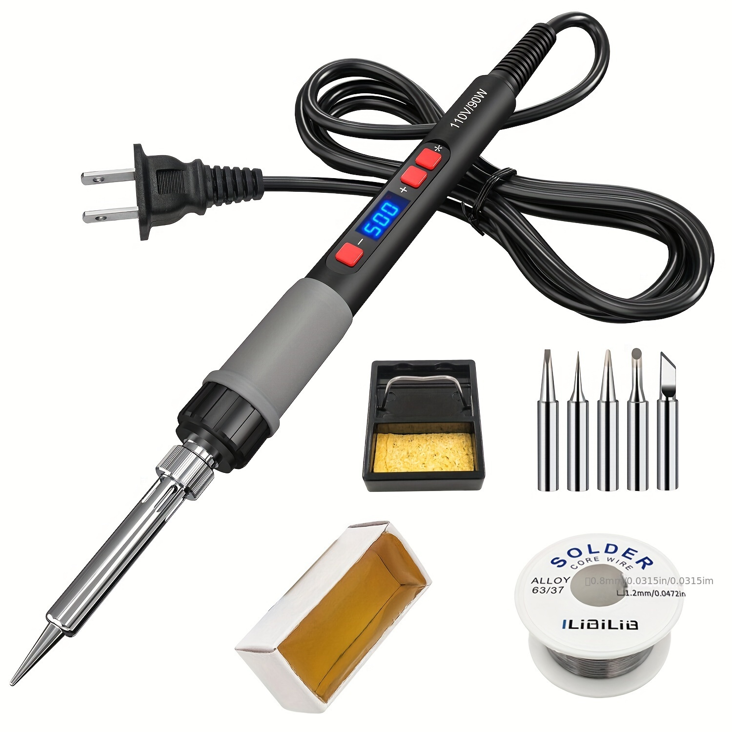 

90w Soldering Iron Kit Adjustable Temperature Welding Solder Wire Flux Paste