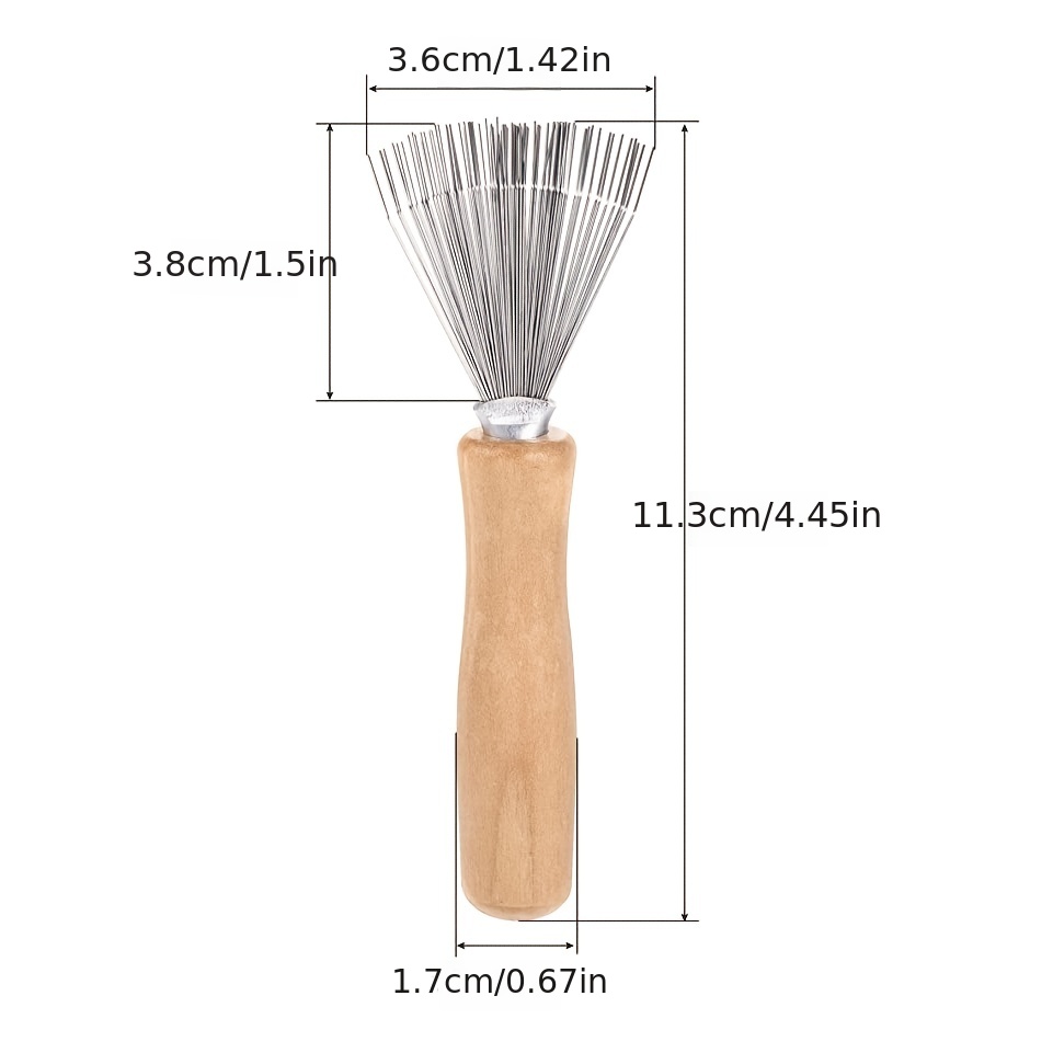 Mini Hair Brush Cleaner Tool With Metal Wire Rake And Wooden