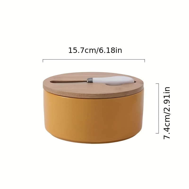 Large Capacity Ceramic Butter Box with Bamboo Lid
