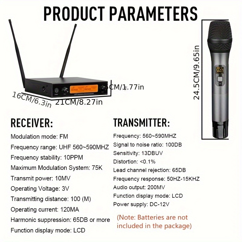 Wireless Microphone System Professional Handheld Dynamic Mic