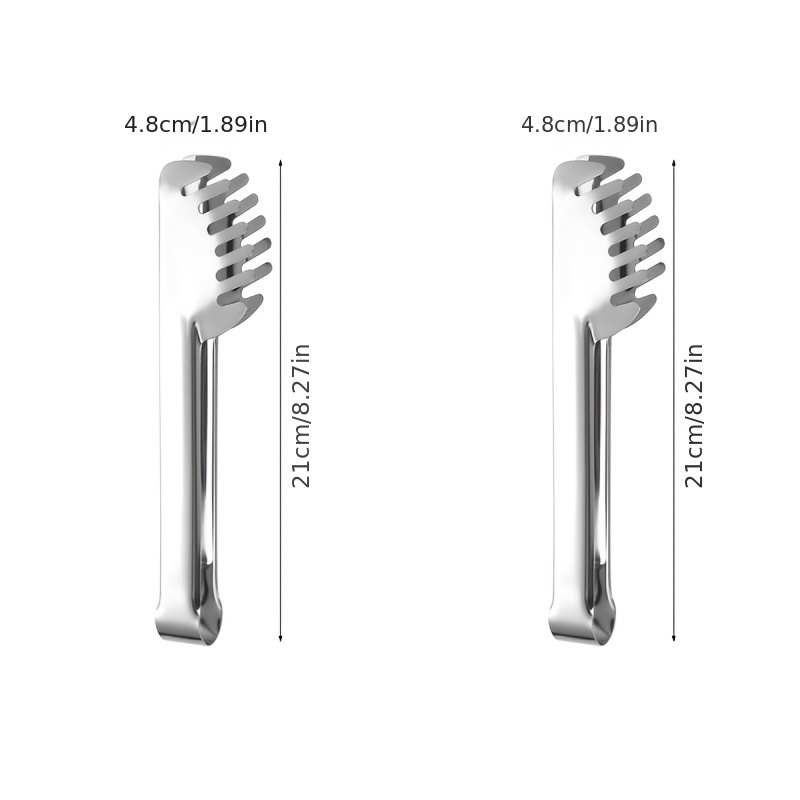 Image of Set Of 2, Round Food Tongs, Half- Food Tongs, Barbecue Tongs, Bread Tongs, Stainless Steel Pasta Tongs, Noodle Clips, Kitchen And Dining Cooking Tools Tongs