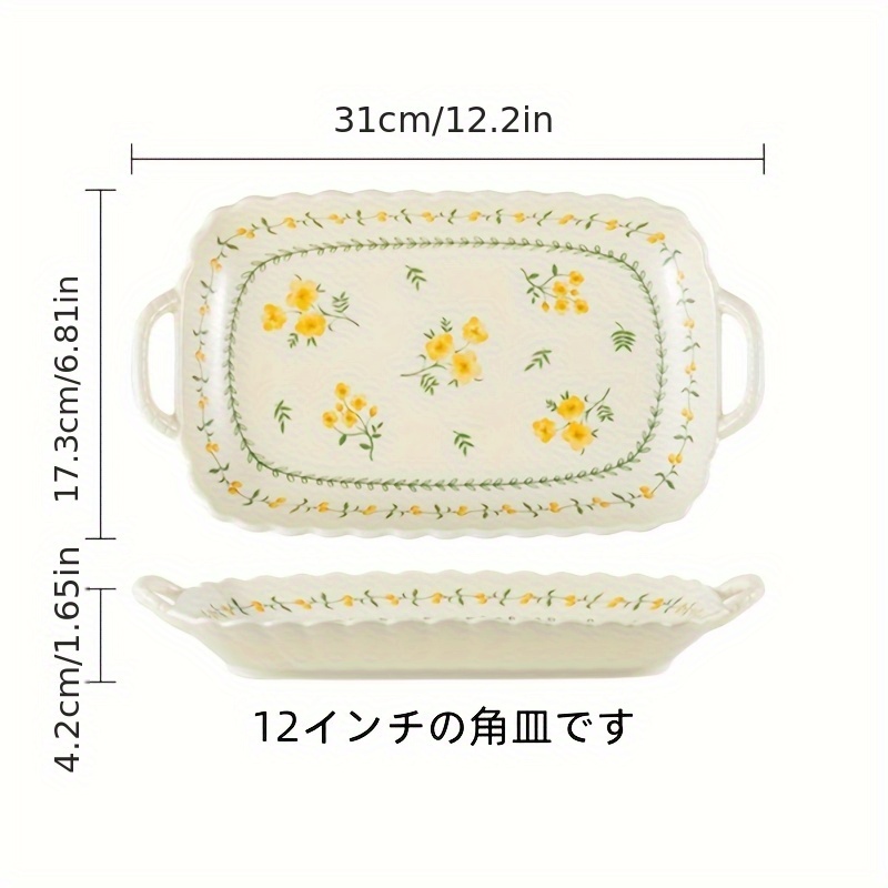 TEMU Floral Ceramic Plates, Household Dishes, Salad Plates, Dessert Plates, Hotel Serving Plates, Household Snack Plates, Fruit Plates, Creative Dish