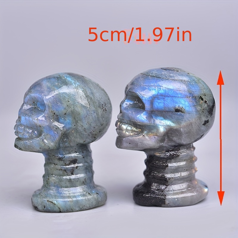 Labradorite Skeleton Head Carving Energy Meditation