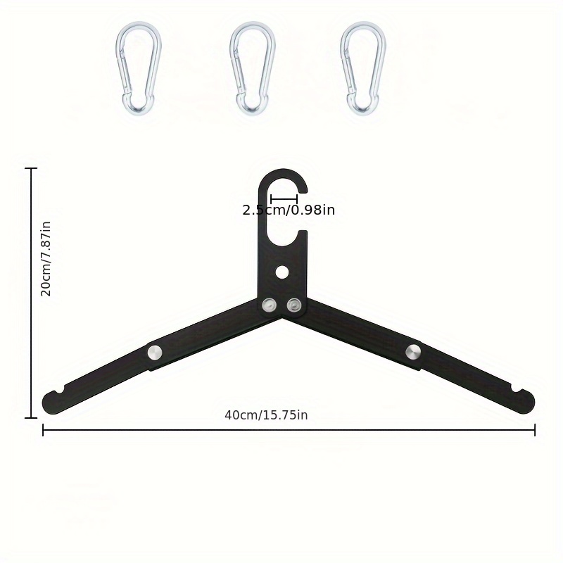4pcs Set: 1 Aluminum Folding Clothes Hanger + 3 Carabiners, Outdoor Multi-functional Metal Hanger, Suitable For Camping, Travel, And Home Use, Lightweight And Durable Triple-fold Design