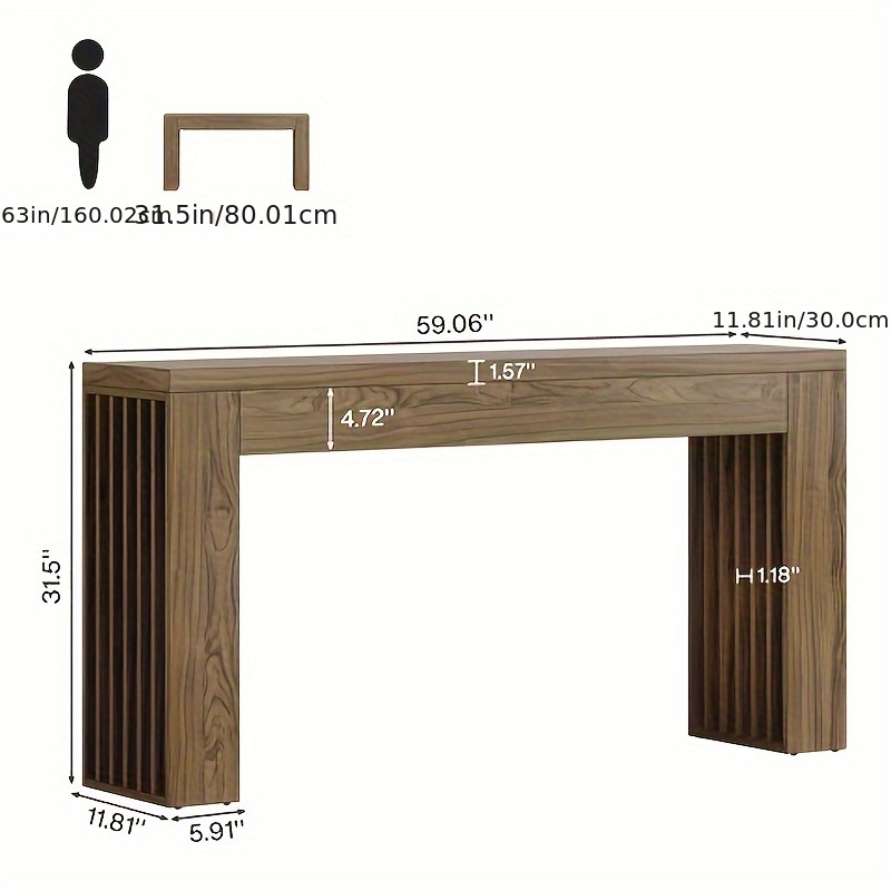 mesa de sofá clásica de madera de 59 pulgadas - mesa de consola multifuncional con estantes de almacenamiento, lámpara decorativa y , para el pasillo o el salón, mesa de entrada | mesa de estilo | parte superior de madera laminada, mesa de sofá para el salón 5