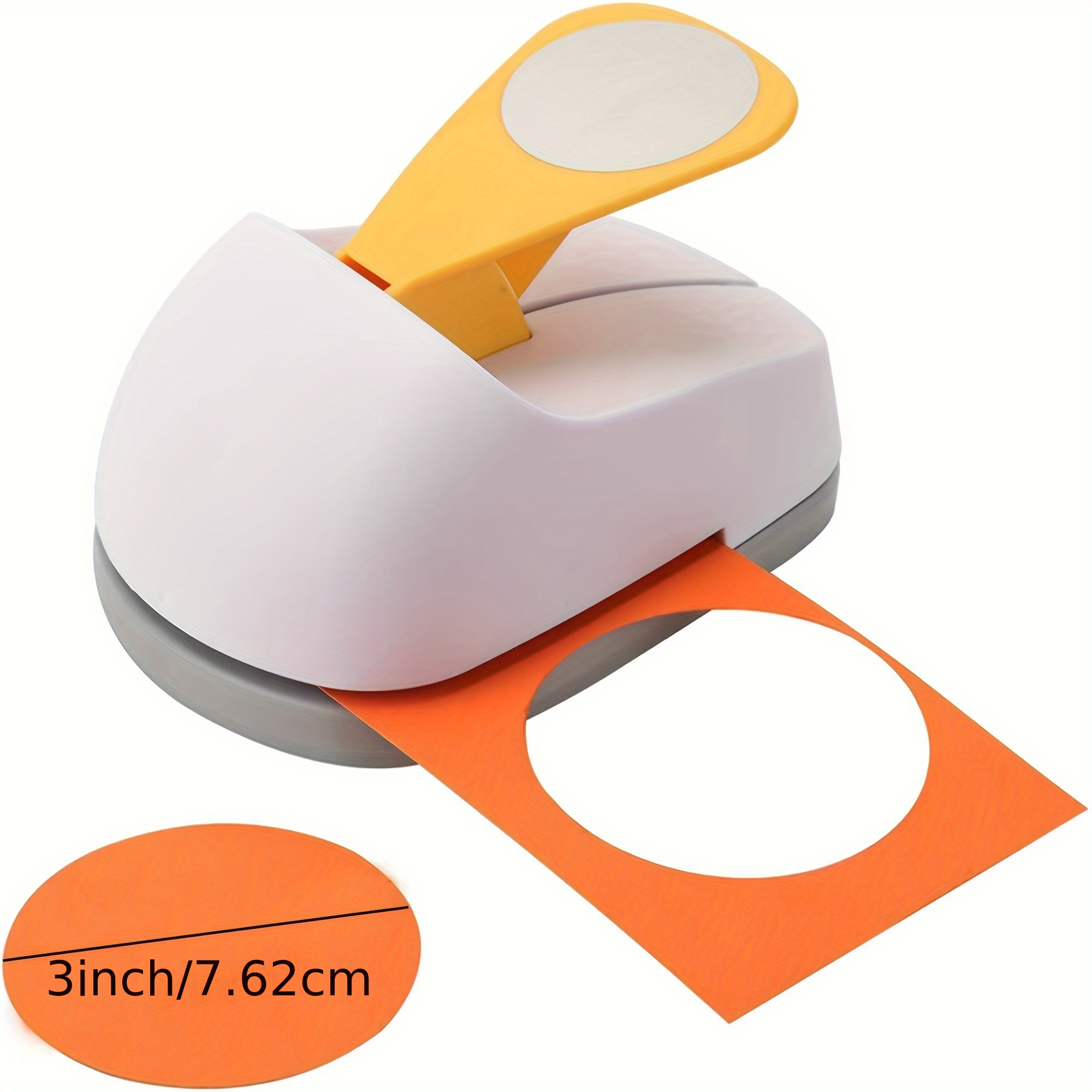 

3 Inch/7.62cm Handheld Paper Puncher With Yellow Lever - Perfect For Crafting And Diy Projects