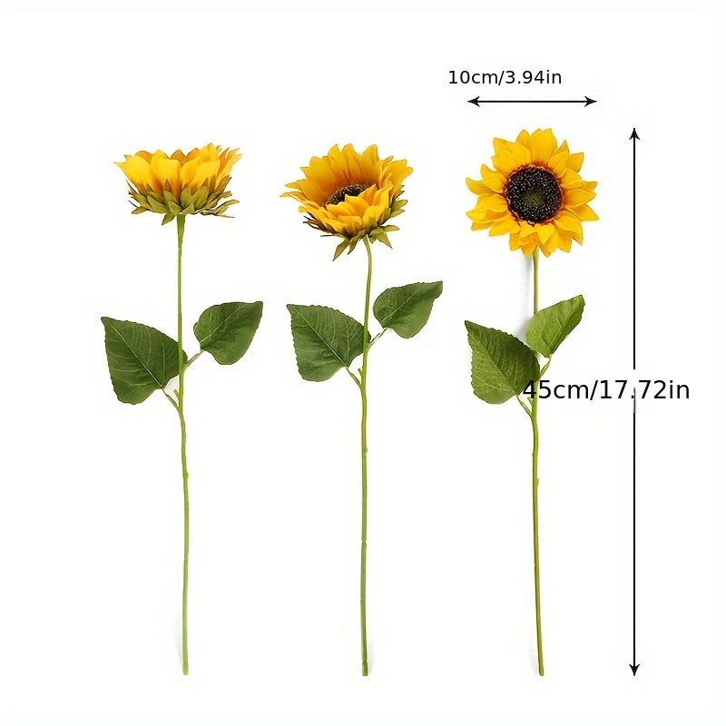 VIRSUS 1 Mazzo di Girasoli Artificiali in Tessuto Y45-1, fascio con 1 gambo  lungo e 6 teste girasoli finti, foglie realistiche, girasole per