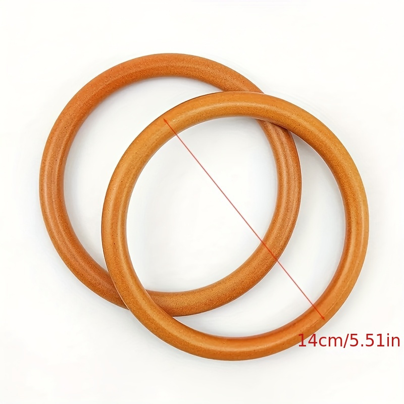 Image of 2pcs Wooden Bag Handles Set, Durable Round Wood Handles For Straw & Canvas Bags, , Flexible & Comfortable Grip, Versatile Replacement Handles, Diy Wallet Making