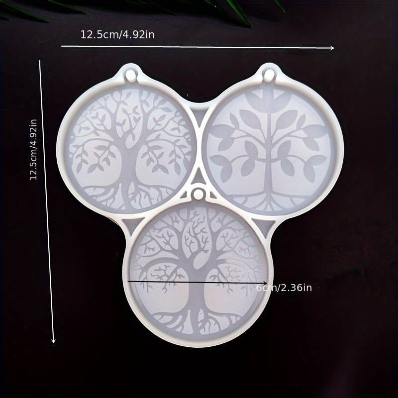 E-shop Neue 3-in-1 Baum Runde Anhänger Silikonform Ätherisches Öl Anhänger Runder Baum Baum Anhänger Form Baum Kollektion Rückseite Anhänger