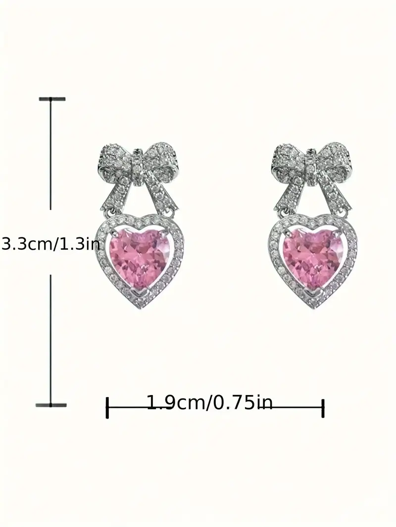 heart drop dangle earrings for women silver plated alloy accents ideal for versatile for details 7