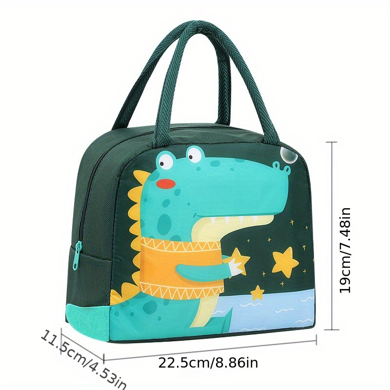 Image of Non-food Contact Cartoon Lunch Bag, Thickened Aluminum Foil Carry Tote Bento Bag, Small Handbag Picnic Insulated Food Container Bag,back To School
