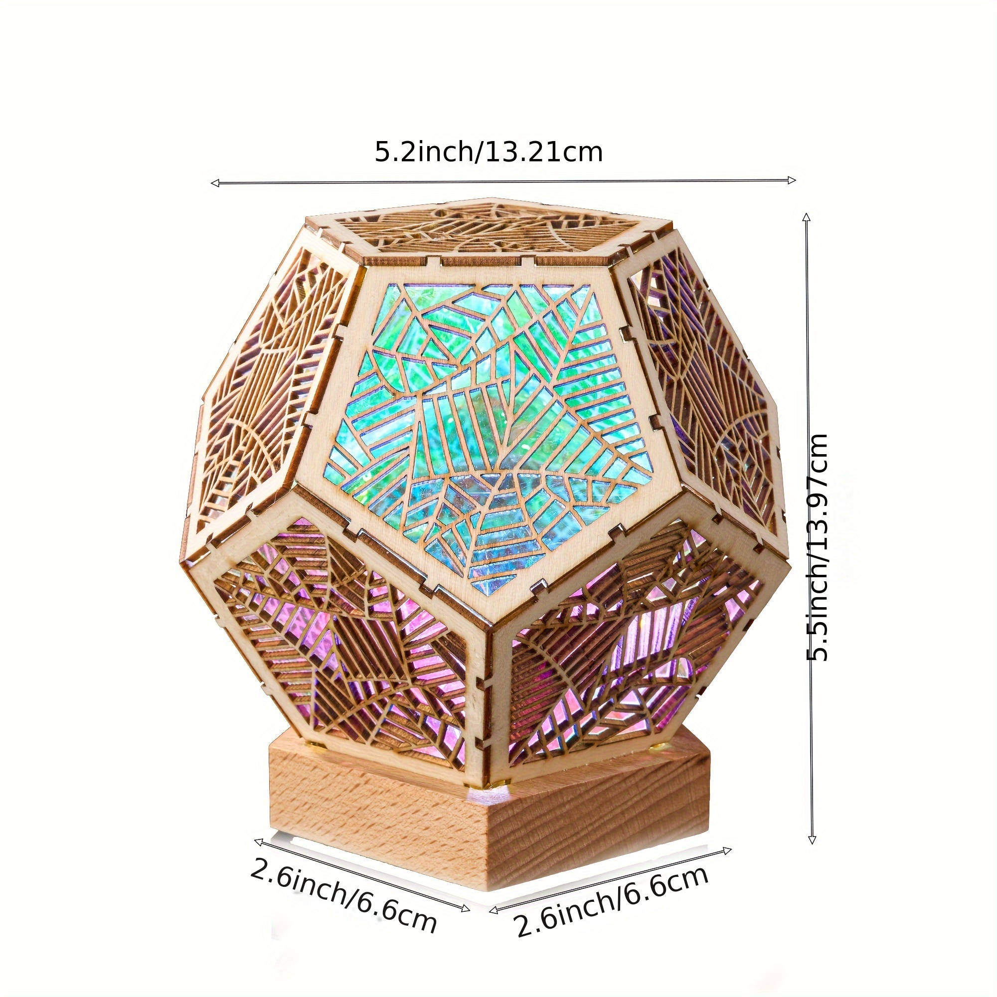 1pc Whimsical Wooden LED Night Light - 3D Starry Hollow-Out Projector, USB-Powered, Color-Changing, Ambient Floor Lamp for Living Room, Bedroom_voghion.com