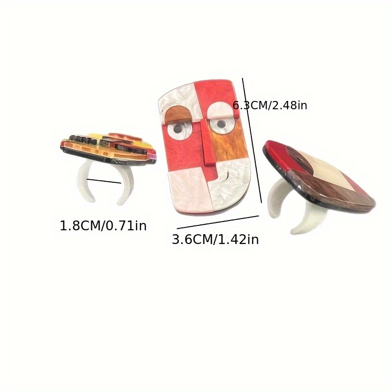 Hand-Assembled Abstract Geometric Face Ring, Multicolor