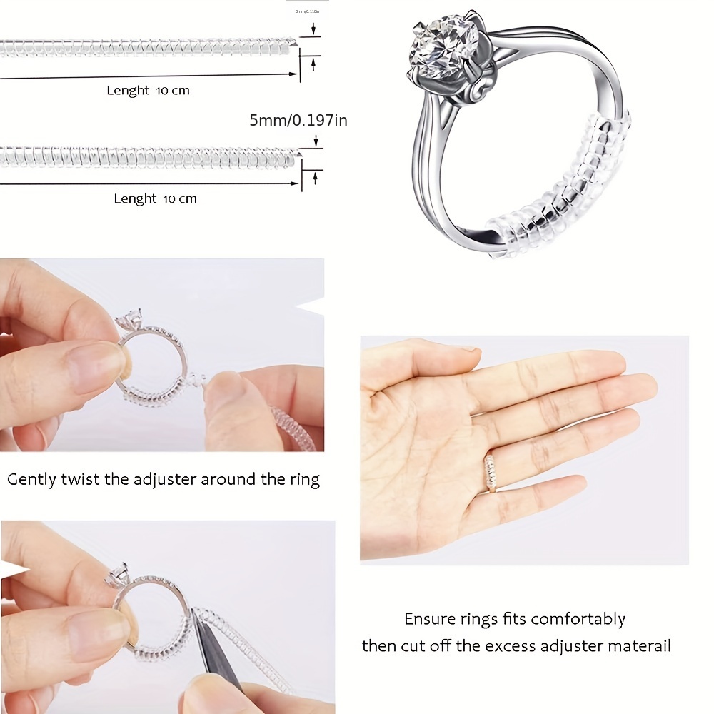VILLCASE 18 Sheets Ring Size Adjustment Ring Size Adjuster Metal Ring Men  Ring Silicone Ring Sizer Silicone Rings for Men Invisible Ring Adjust Sizer
