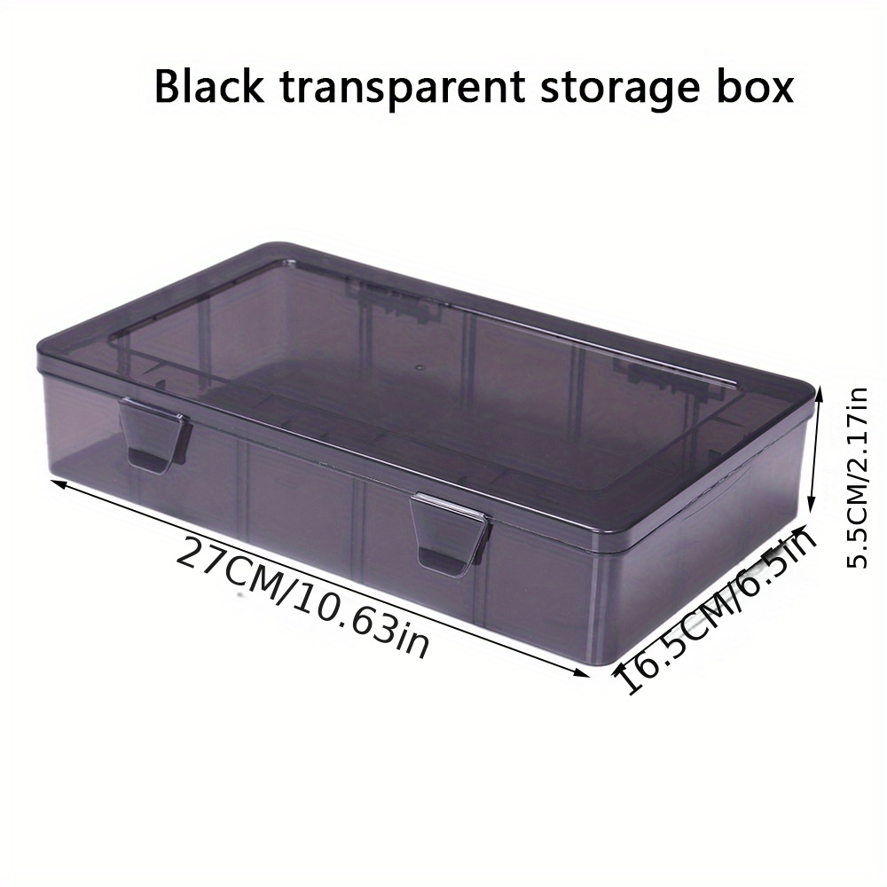 Black Storage Box Plastic with Hinged Lid Crafts Storage Organiser