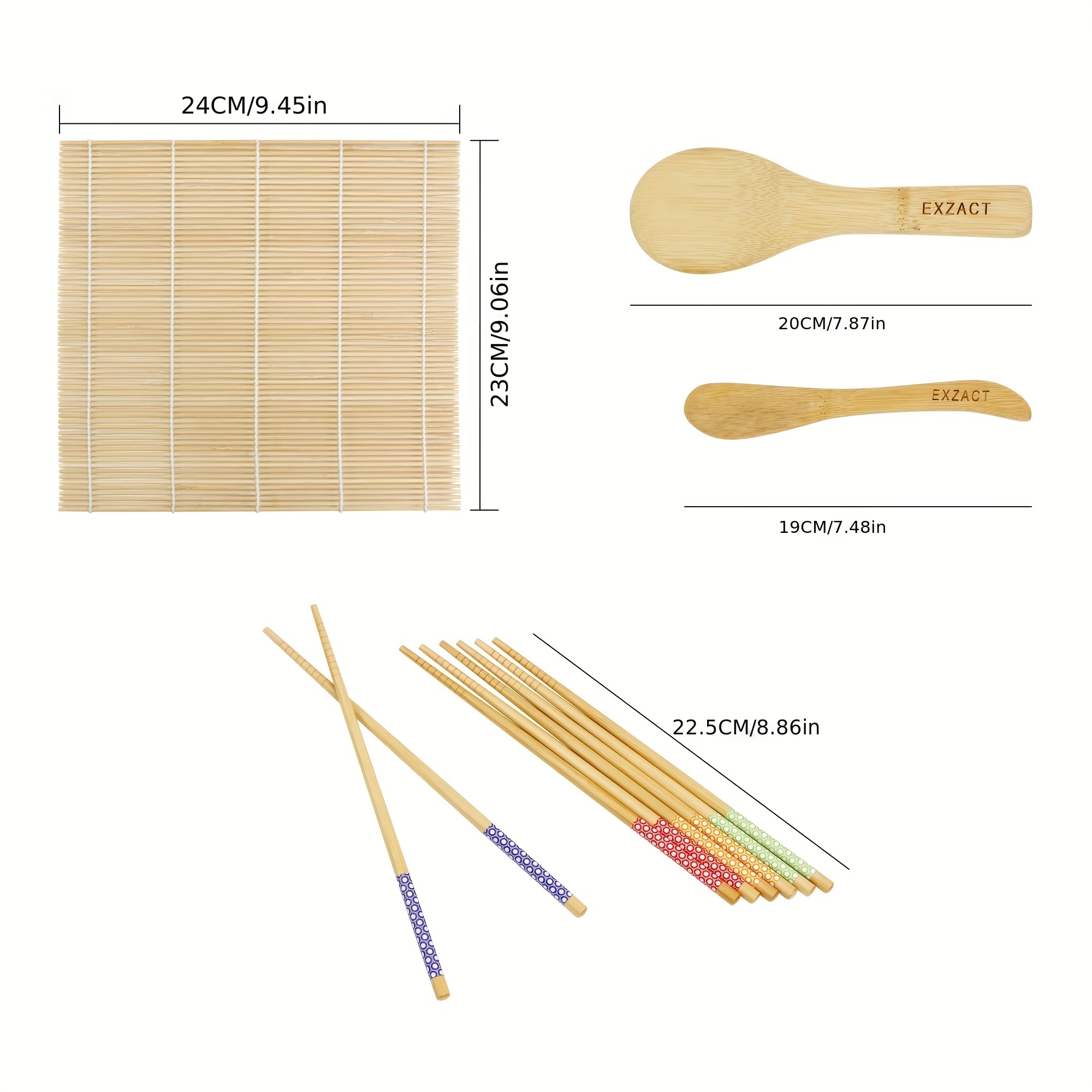 9pcs Set Complete Bamboo Sushi Set Includes 2 Sushi Mats 5 Pairs Of  Chopsticks Rice Shovel And Spoon Perfect For Sushi Making And Entertaining  And Durable Ideal For Home Apartment And School