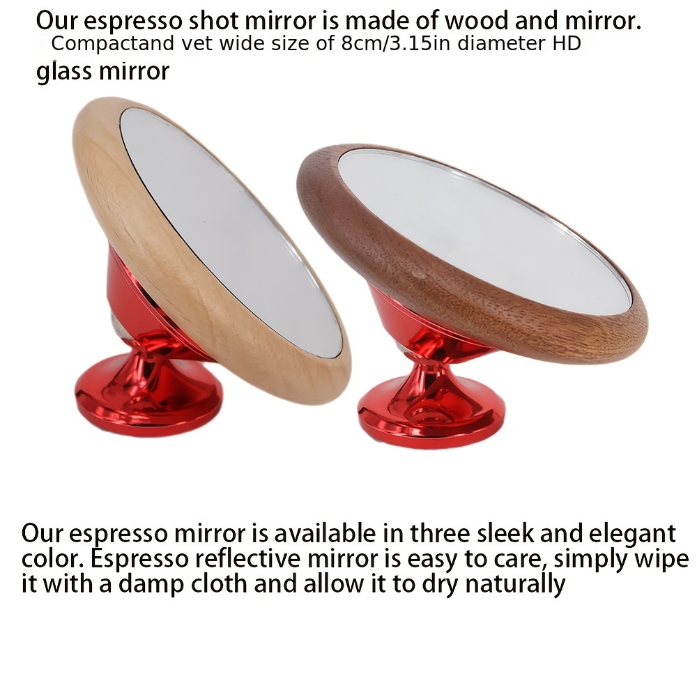 Espresso Mirror, 360° Rotation Espresso Tools Flow Rate Observation  Reflective Mirror With Magnetic Base, Wooden Coffee Maker Accessories Tool  For Home Barista Cafe Bar, (beech/walnut) - Temu