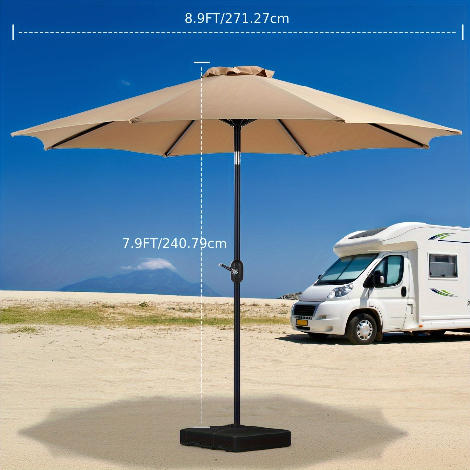 9ft Patio Umbrella, Outdoor Pool Umbrella, 9ft Camping Umbrella, Waterproof Table Umbrella
