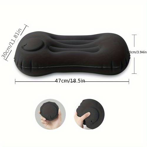 Ergonomic Inflatable Travel Pillow – Portable, Foldable, and Comfortable for Home, Office, or Camping – Soft Flocking Fabric, Press-to-Inflate Design, Skin-Friendly & , 18.9inch x 12.6inch, Teal