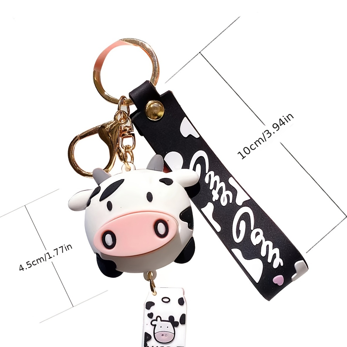 Cartoon Silicone Cows Car Keychain Creative Cute Animal Milk