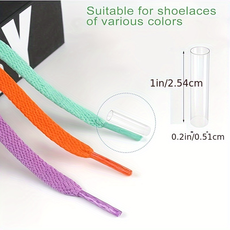 20pcs Of Shoelace Tips With Rivets, Designed To Shorten And Repair Of Shoelaces For Sports Shoes. The Transparent Tips Have Good Heat Shrink And Are Compatible With Most Athletic Footwear