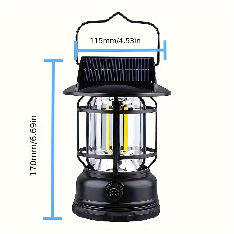 TEMU Solar Retro Camping Lamp Outdoor Professional Tent Lighting Lantern Rechargeable Portable Portable Lighting Lamp