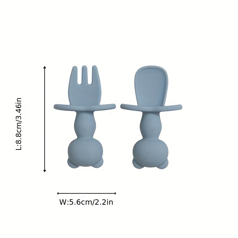 2pcs Baby Training Fork Spoon Set Soft Silicone BPA Learning Tableware