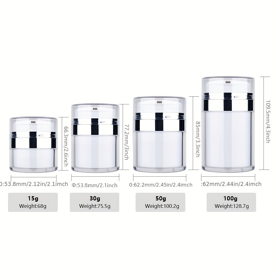 Image of 1pc Cream Jar Vacuum Bottle, Airless Pump Jar Bottle Travel Containers For Lotions And Creams Leak Proof Empty Refillable Cosmetic Jar Container With Pump - 15ml/30ml/50ml/100ml
