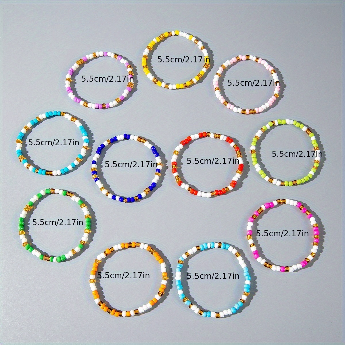 11pcs Boho Beaded Bracelet Set Dopamine Hues Stackable Seed Bead Jewelry