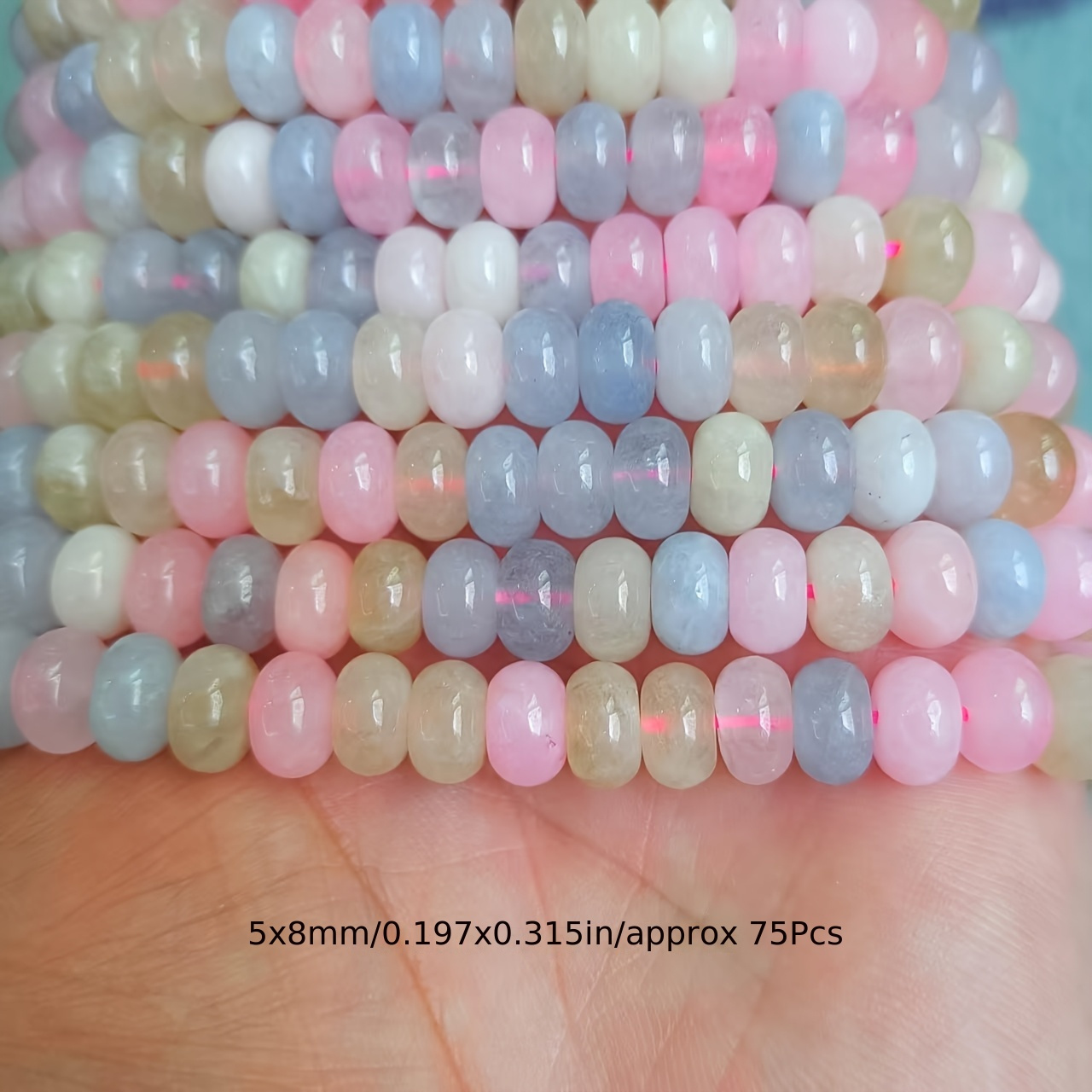 E-shop Ca. 75 Stk. 5x8mm Natürliche Mehrfarbige MORGAN Abakus-Perlen in – Wunderschöne lose Abstandshalter-Steinperlen – Glatte, ganze Natursteinperlen