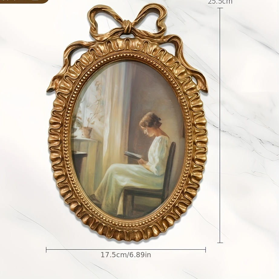 Image of Retro European Golden Relief Photo Frame Picture Frame Home Wall Decoration Literary Light Luxury Carved Wall Hanging Decoration (random Photo Paper)