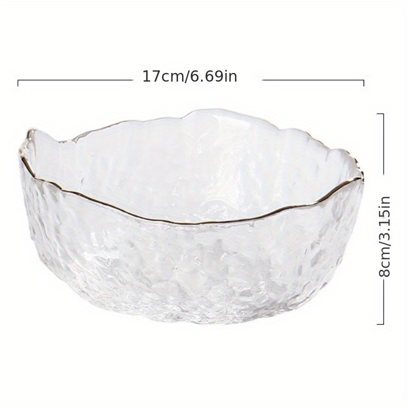 1pc Glass Salad Bowl With Golden Rim