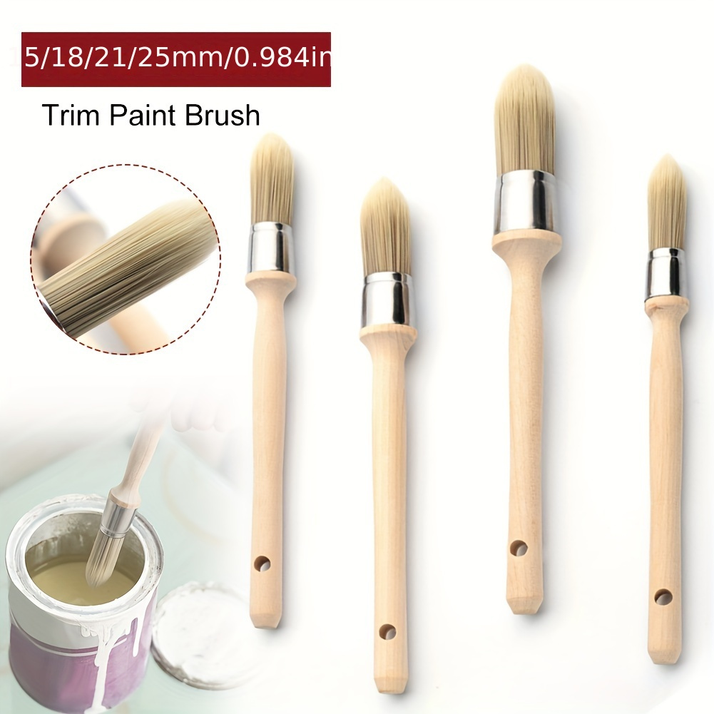 

durable Wood" Precision Paint Brush Set For Trim & Detail - Ergonomic Wooden Handle, Stainless Steel Ferrule, Soft Synthetic Bristles In 15mm/18mm/21mm/25mm Sizes