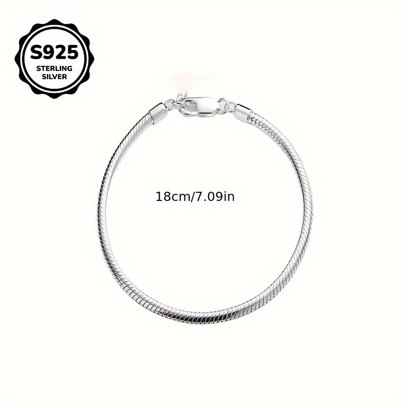 925 Sterling Silver Snake Bone Chain Couple Bracelet