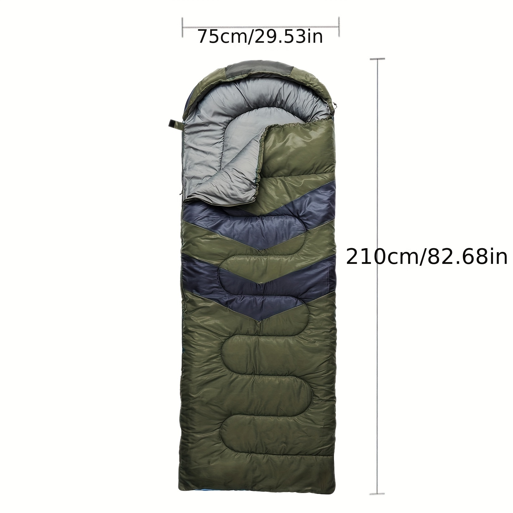 Cozy Single-person Colorblock Sleeping Bag For Camping - Polyester, Heat Insulated Synthetic Fiber, Pull Rope Closure, For Winter