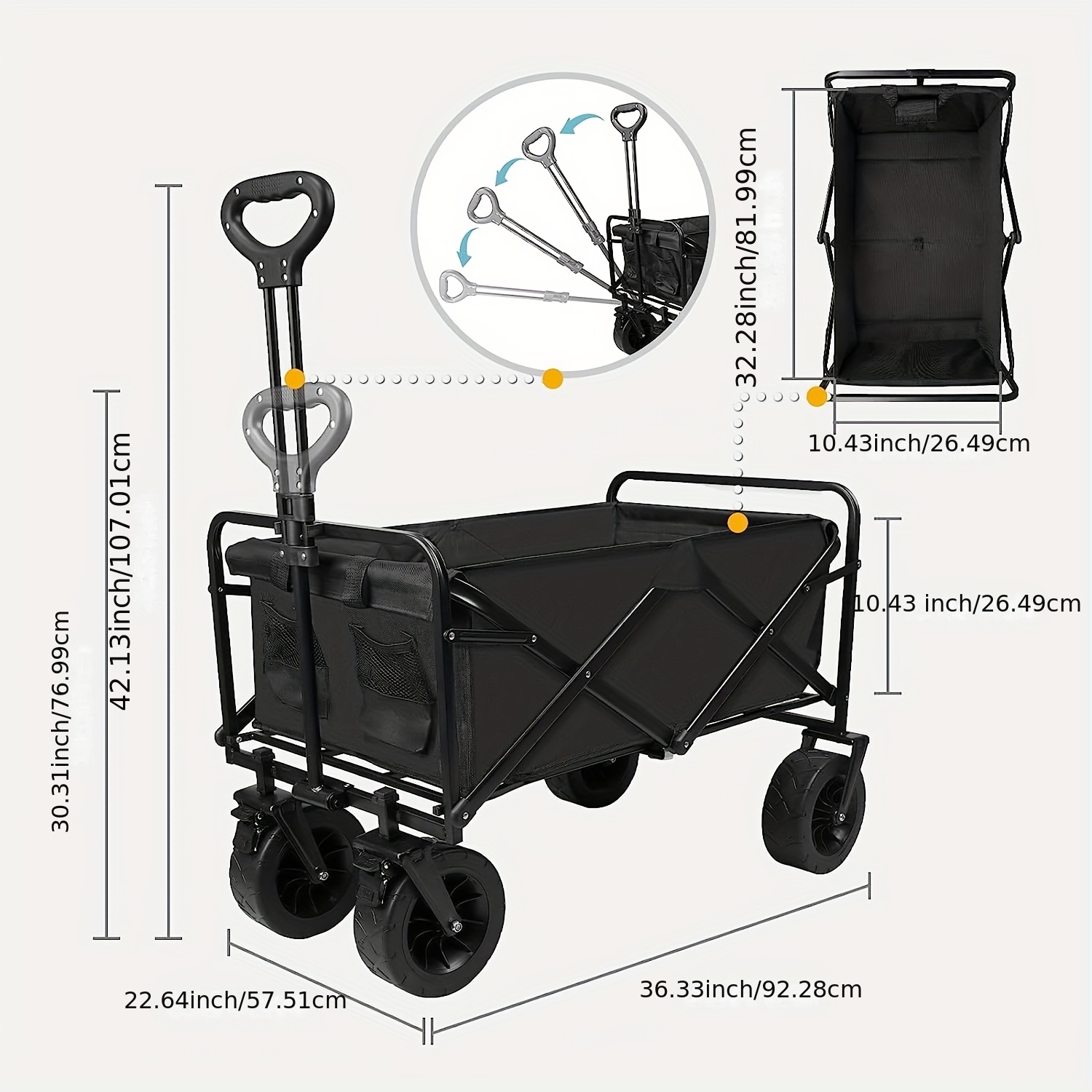 Carro plegable de gran capacidad para la playa, carrito portátil con ruedas  para jardín y acampada - AliExpress