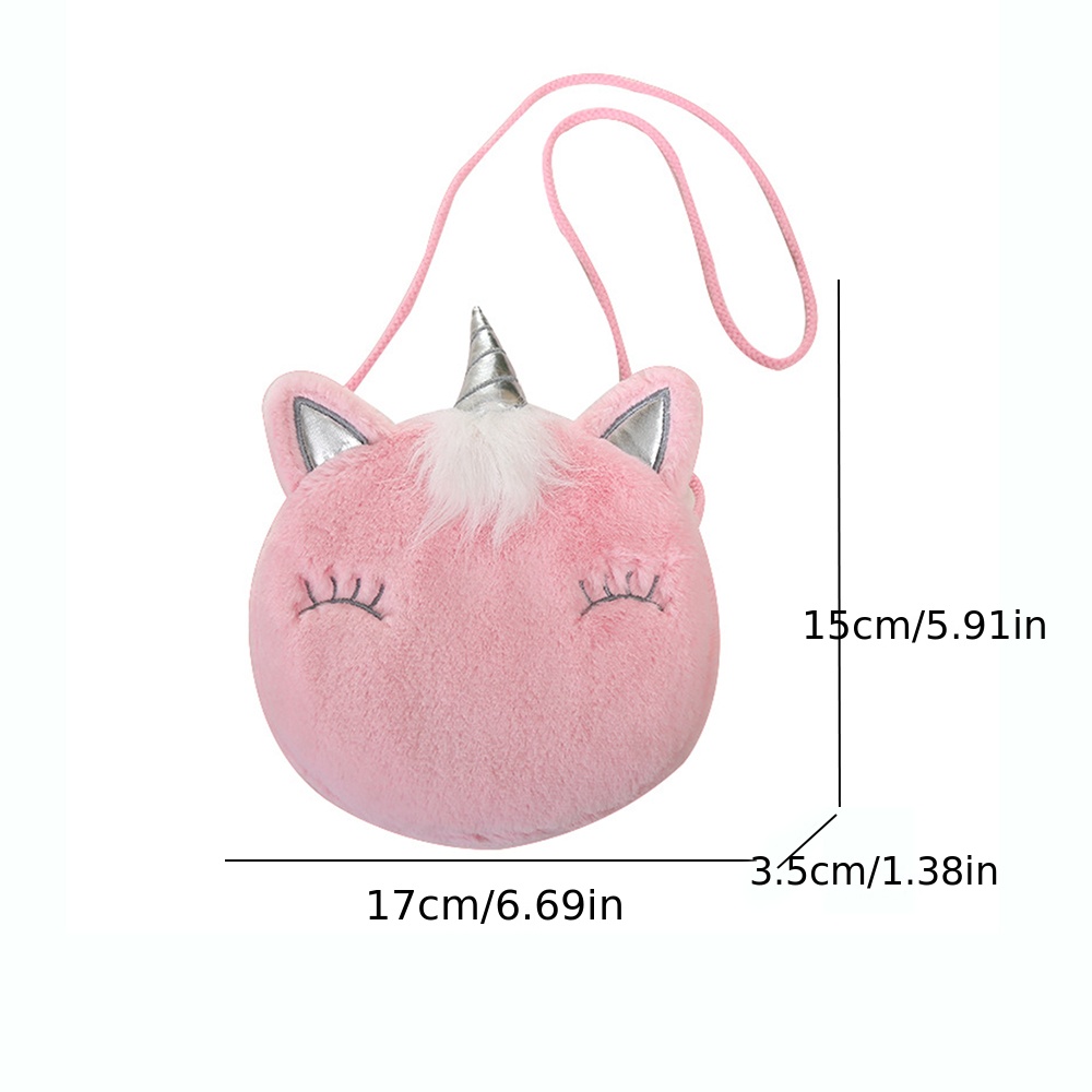 Girls Cute Unicorn Plush Zipper Shoulder Bag Messenger Bag - Temu