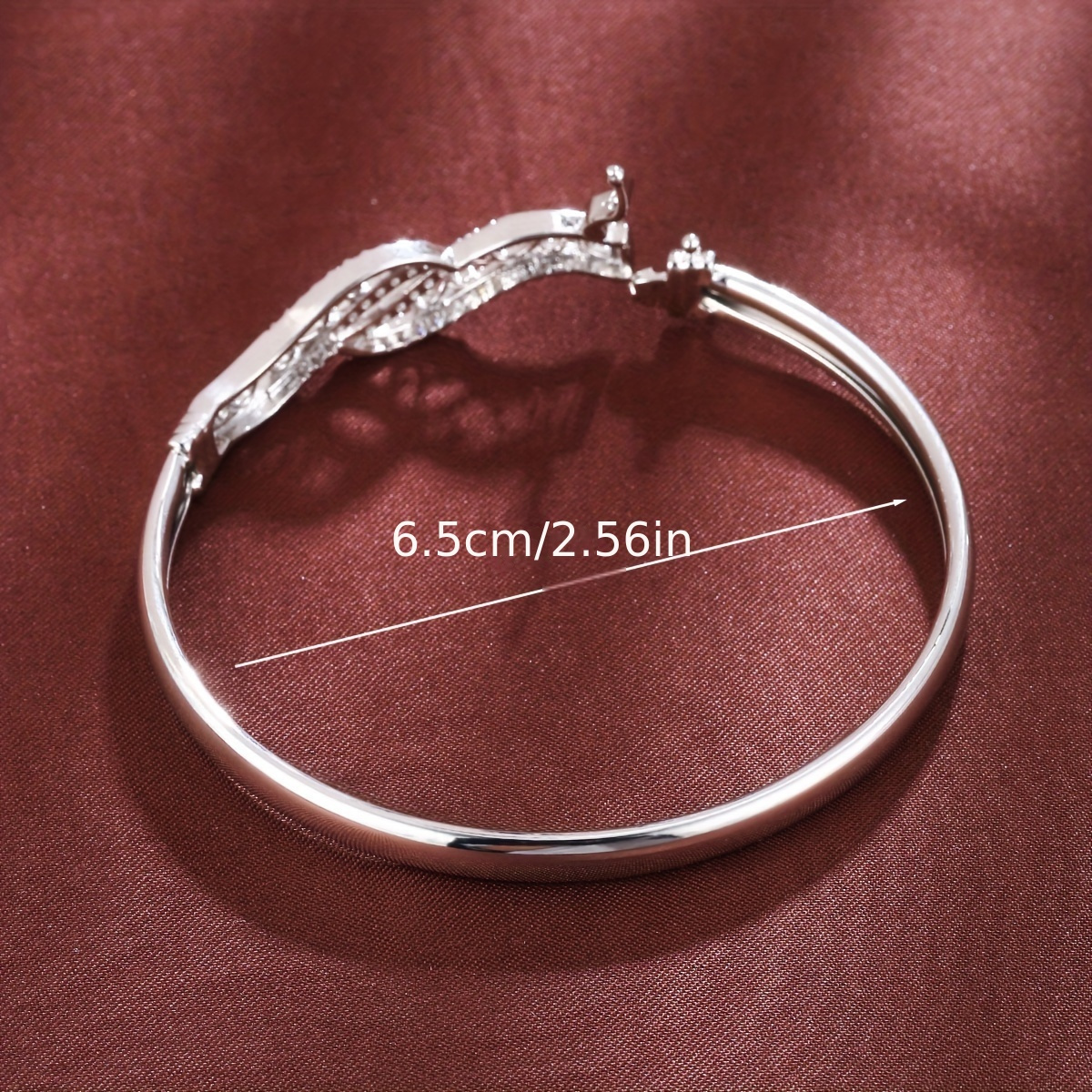 1pc Vintage Style Plated Copper Bangle Bracelet Inlaid Shiny Zircon Luxury  Hand Bangle