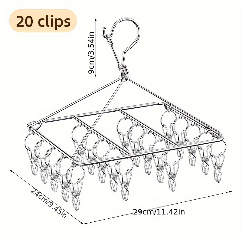 stainless steel sock drying rack with 20 30 40 clips windproof swivel hook hanger for socks bras underwear essential laundry accessory details 11