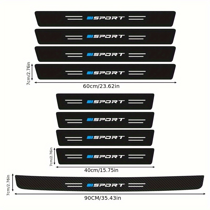 Image of Car Sill Strip Black Universal Stainless Steel Anti-scratch Strip Wear-resistant Welcome Pedal 9pcs Set