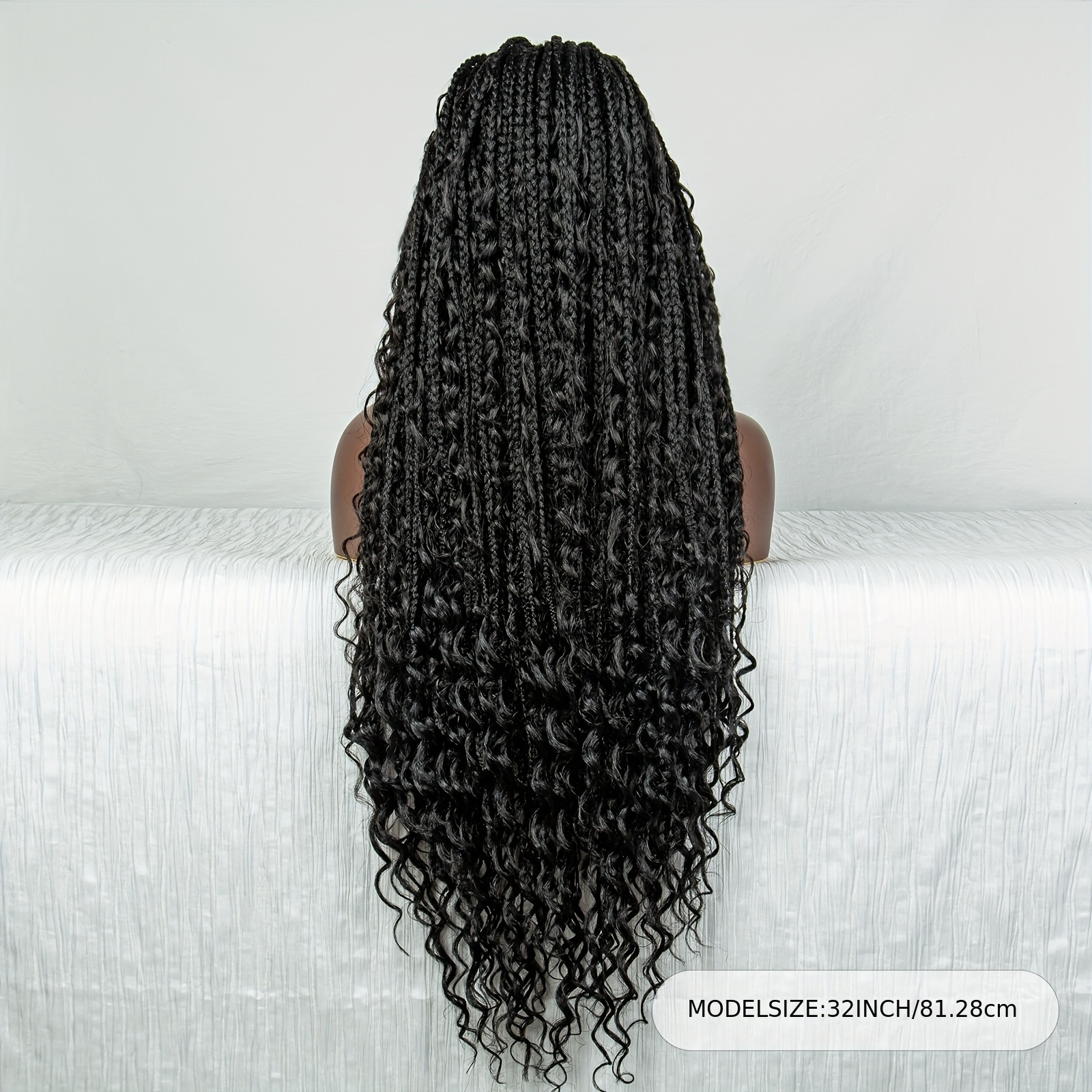 Box Braided Synthetic Wigs Goddess Box Braids Bouncy Wavy - Temu