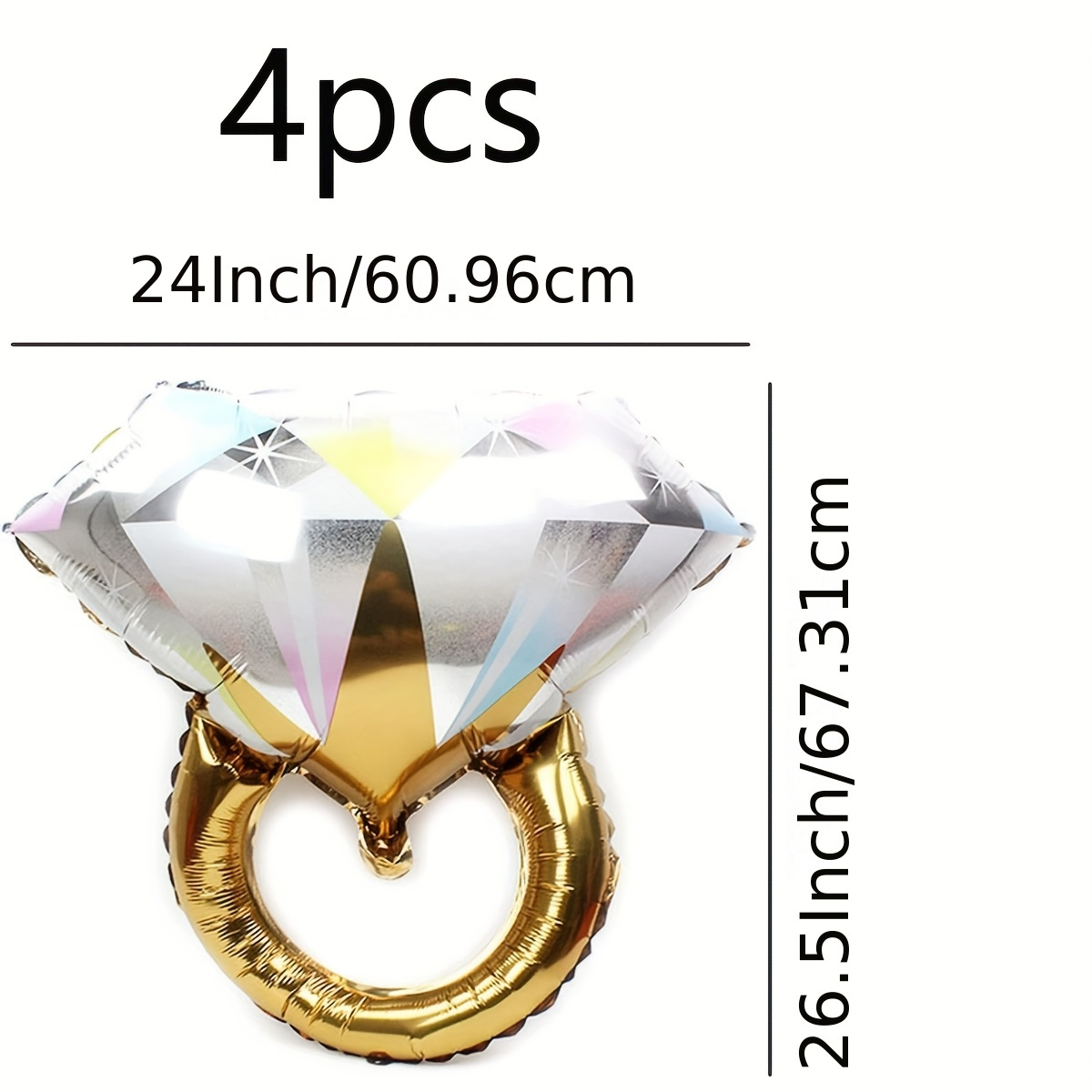 Image of Set Of 4 Diamond-shaped Balloons For Engagement, Perfect For Wedding And Bridal Shower Celebrations