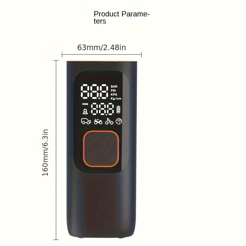 Compresseur d'air portable puissant de 160 psi, pression précise deux fois plus rapide, écran LCD, sans fil, fonctionnement facile, pompe à air portable, détails 8