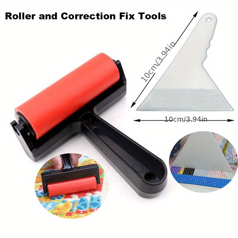 1 Set 5d Diy Diamond Painting Roller Corrector Tool Paste Diamond  Embroidery Finished Reinforced Press Drill Plastic Roller Fixed Diamond  Rolling Stic