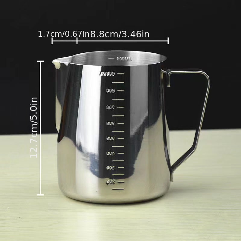 Stainless Steel Coffee Pitcher Cup, Pull Flower Cup With Scale