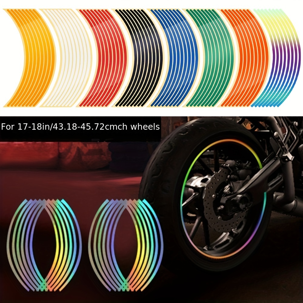 16 Strips Motorcycle Wheel Sticker Reflective Decals Rim - Temu
