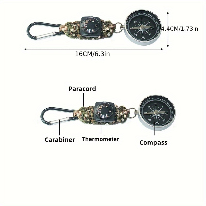 Keychain Camping Carabiner Compass Tools 1pc Survival Thermometer Mini  Outdoor