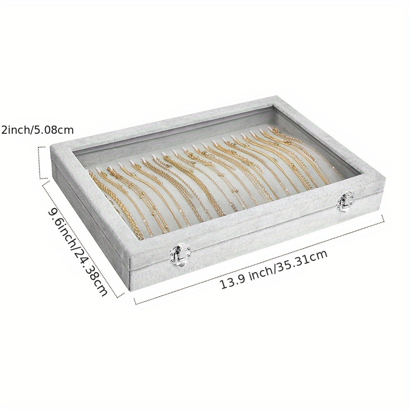 jewelry organizer with clear lid and velvet tray 20 hook drawers for necklaces and pendants suitable for artistic display gray black   Product details 0