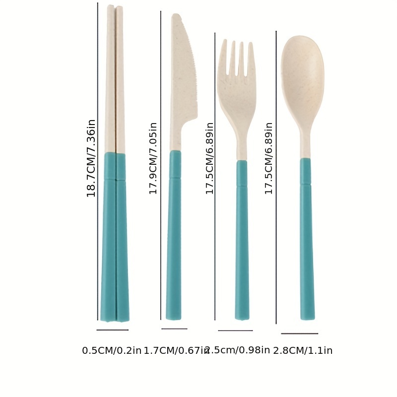 4pcs/Set Dinnerware Sets Creative With Case Plastic Knife Fork Spoon  Chopsticks Sets Travel Cutlery for