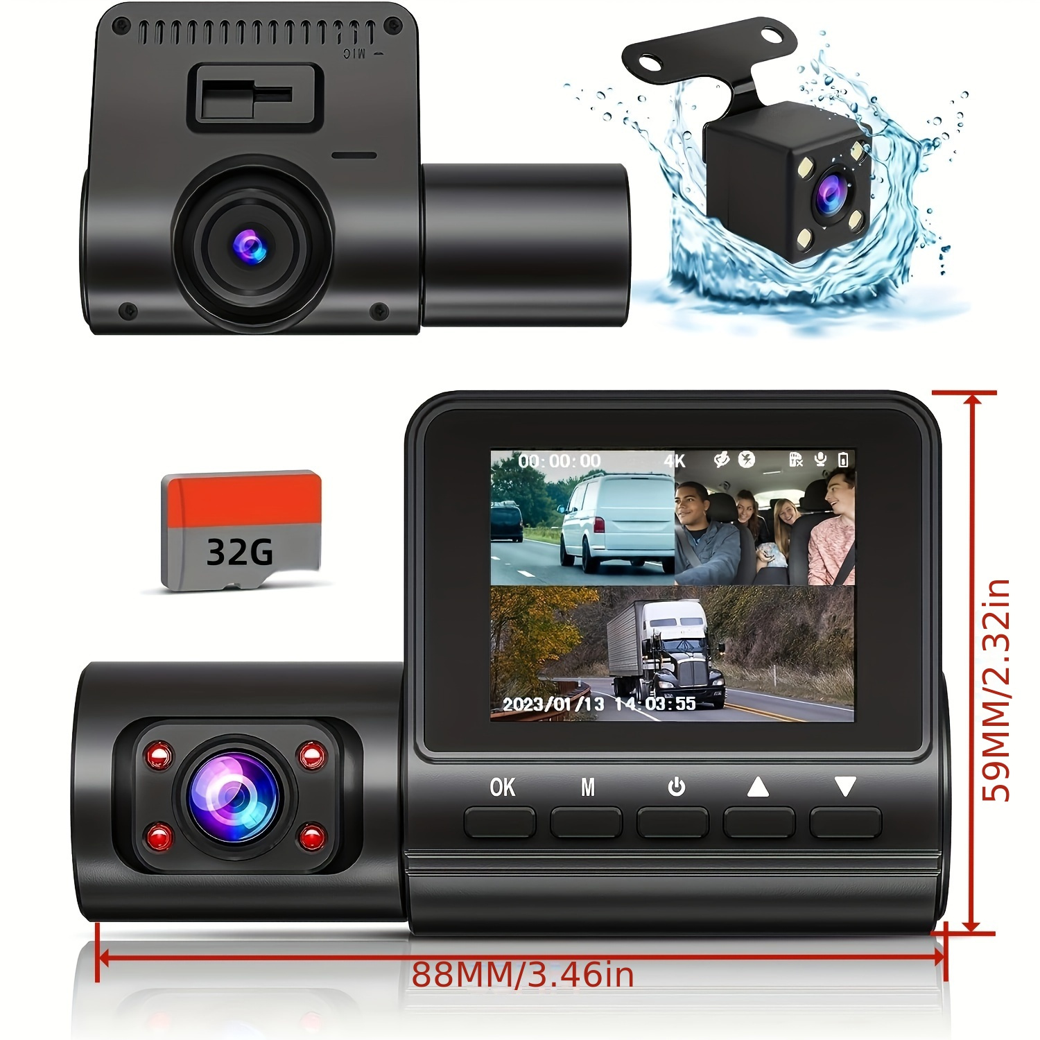 4k Dual Dash Cameras Front And Rear Wi fi Gps Dash - Temu